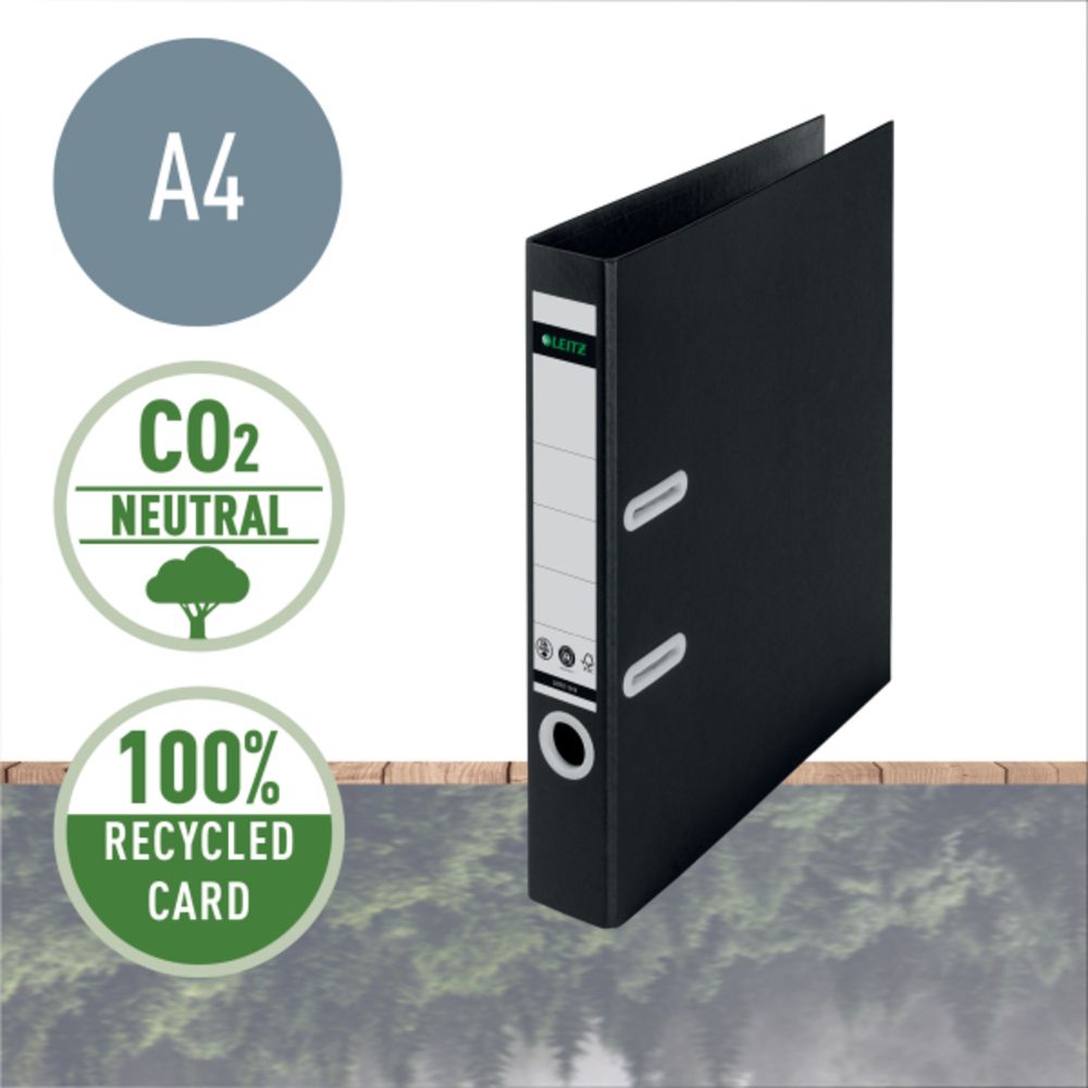 Biblioraft LEITZ 180 Recycle, carton cu amprenta CO2 neutra, partial reciclat, certificare FSC, reci_1