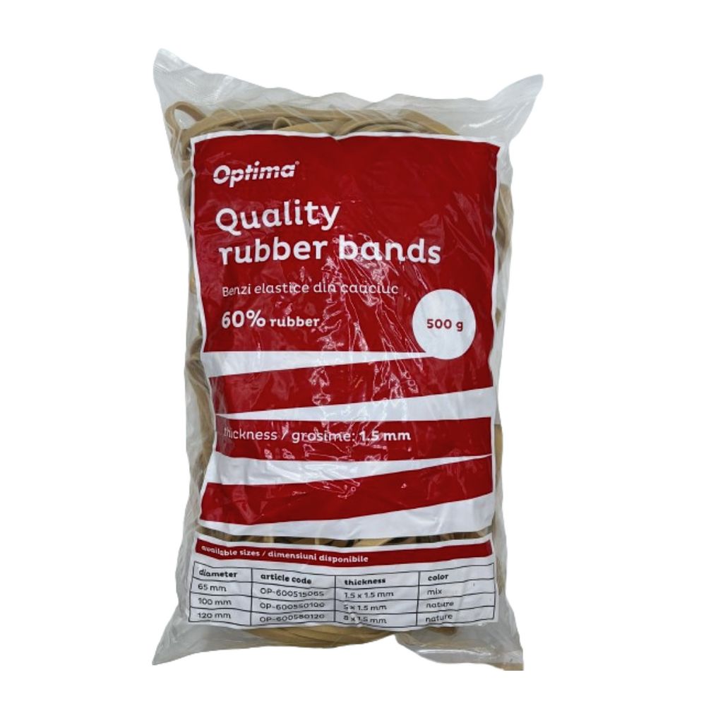Elastice pentru bani, 60% cauciuc, 500gr./punga, D 70, grosime 5mm x 1.5mm, Optima - natural_1
